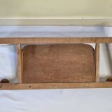 Light wood wall coat rack with tilted mirror, 5 hooks, 1960s