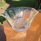 Octagonal vintage glass salad bowl