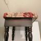 Antique footrest stool in wood and fabric