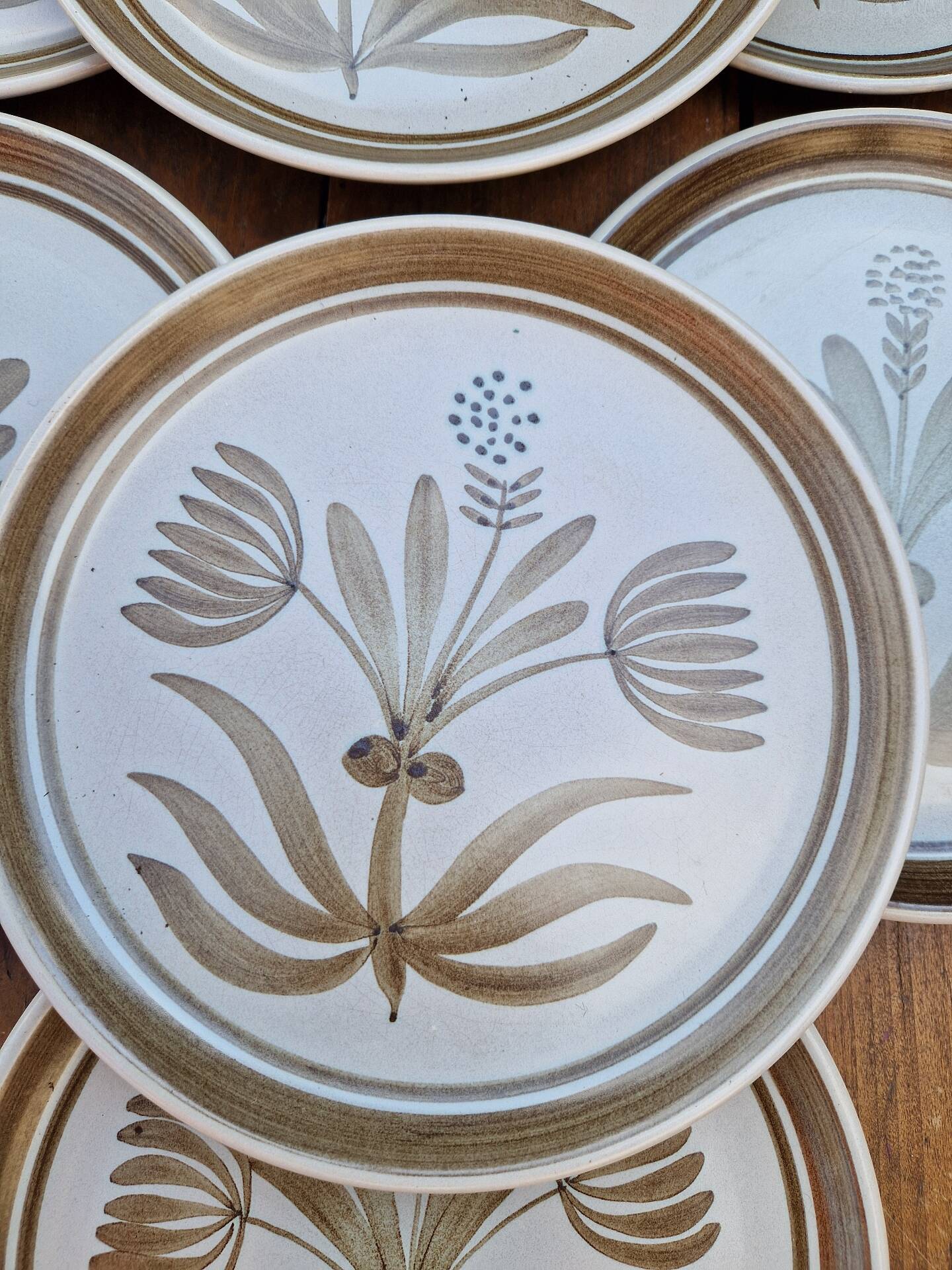 Set of 10 Flat Plates in Stoneware from Longchamp Manufacture