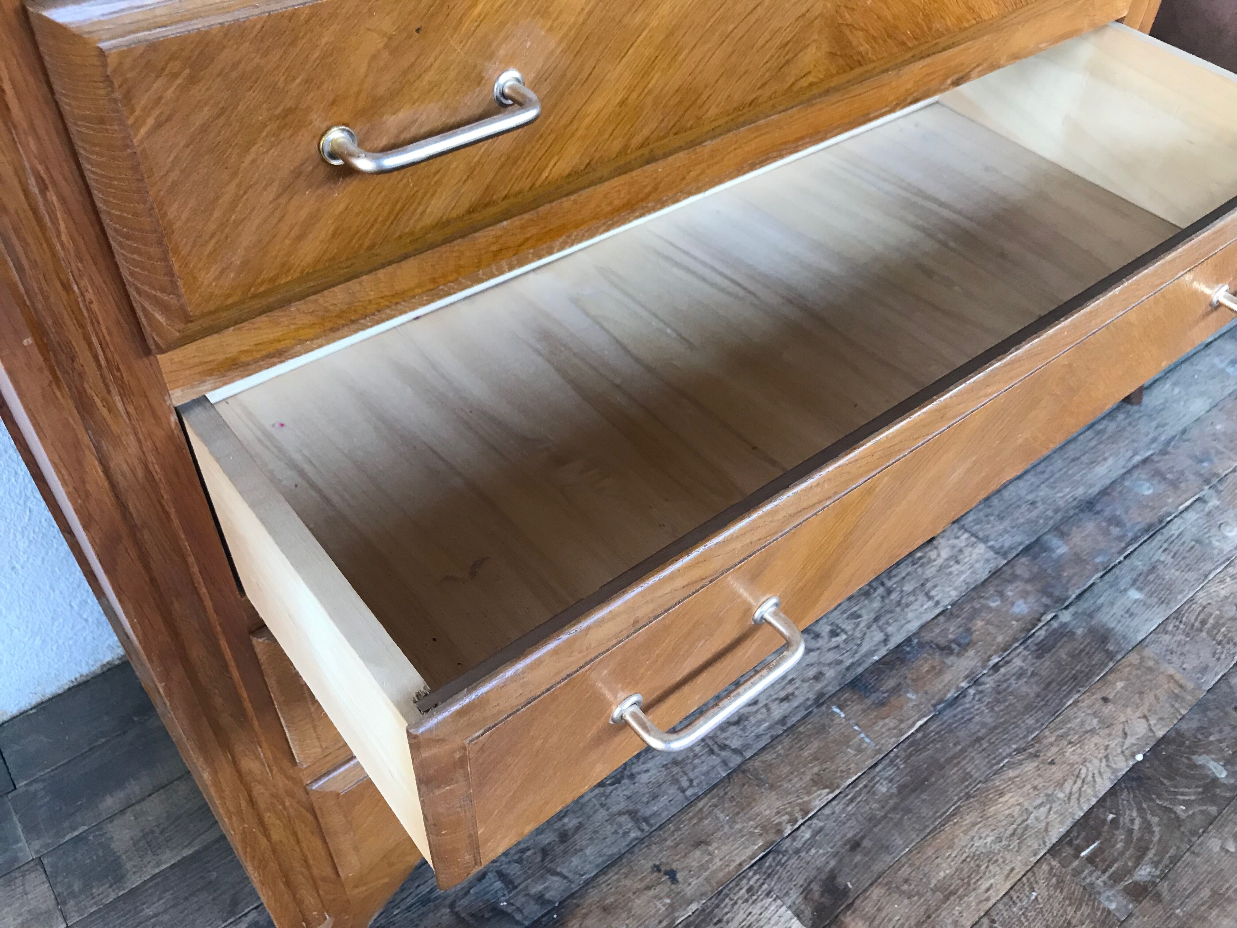 Vintage commodity in wooden feet compass clear oak 1950