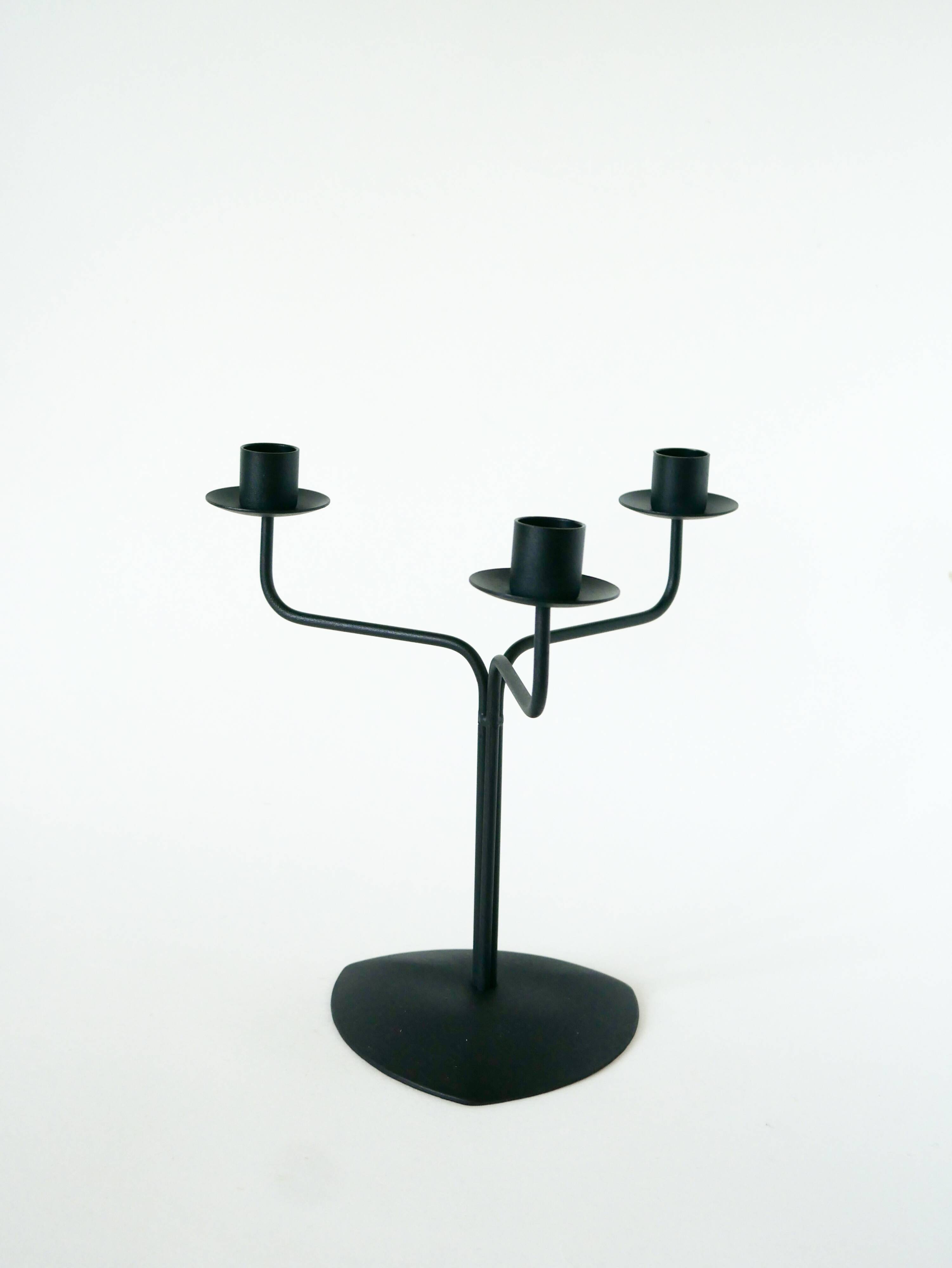 Three-light wrought iron candle holder, Minimalist, Vintage