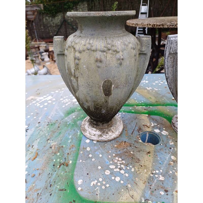 Pair of cast iron vases from 1900 from Charleville-Mézières