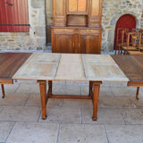 Extendable Art Nouveau table in carved walnut, circa 1900