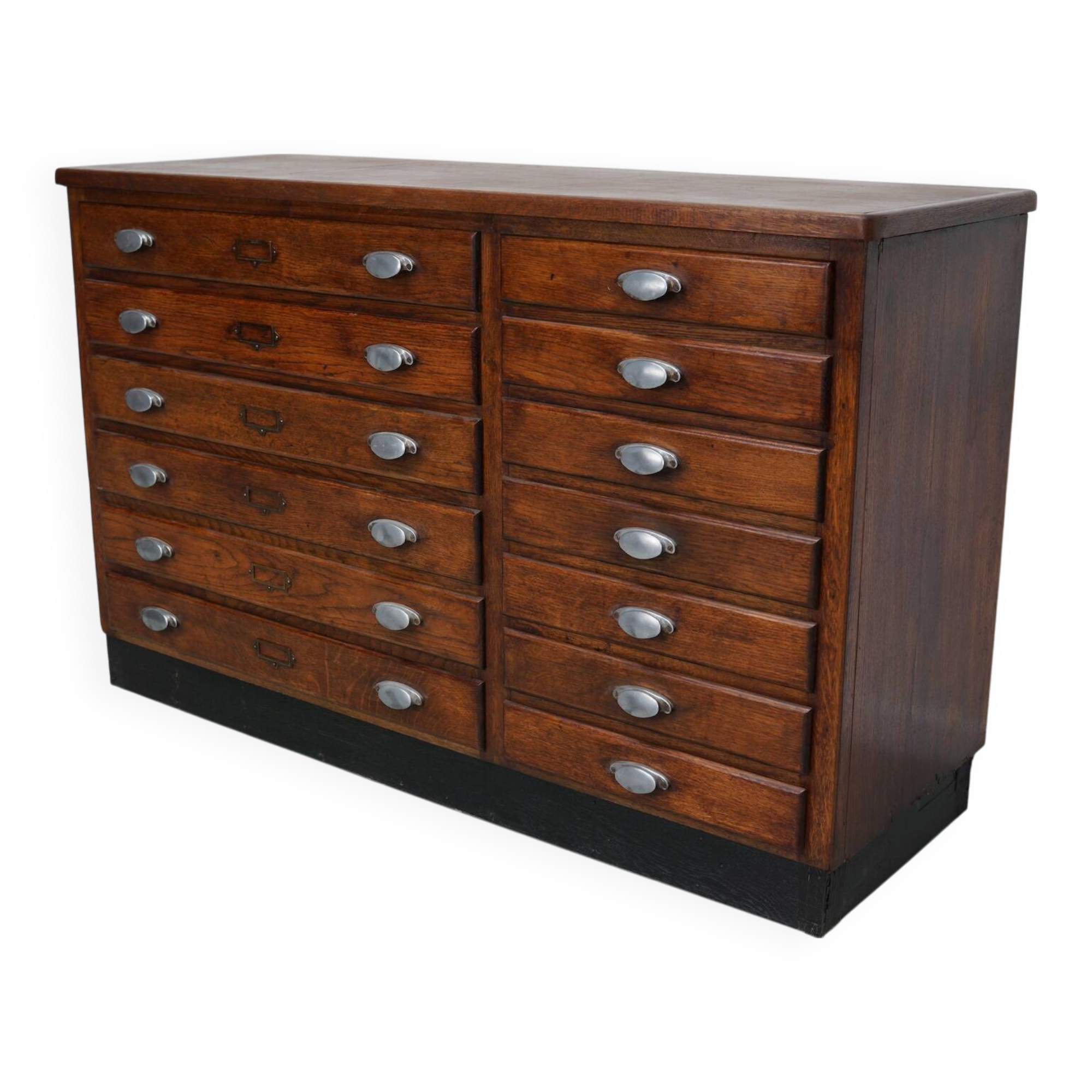 Vintage French Oak Fabric Store Apothecary Cabinet, 1950s