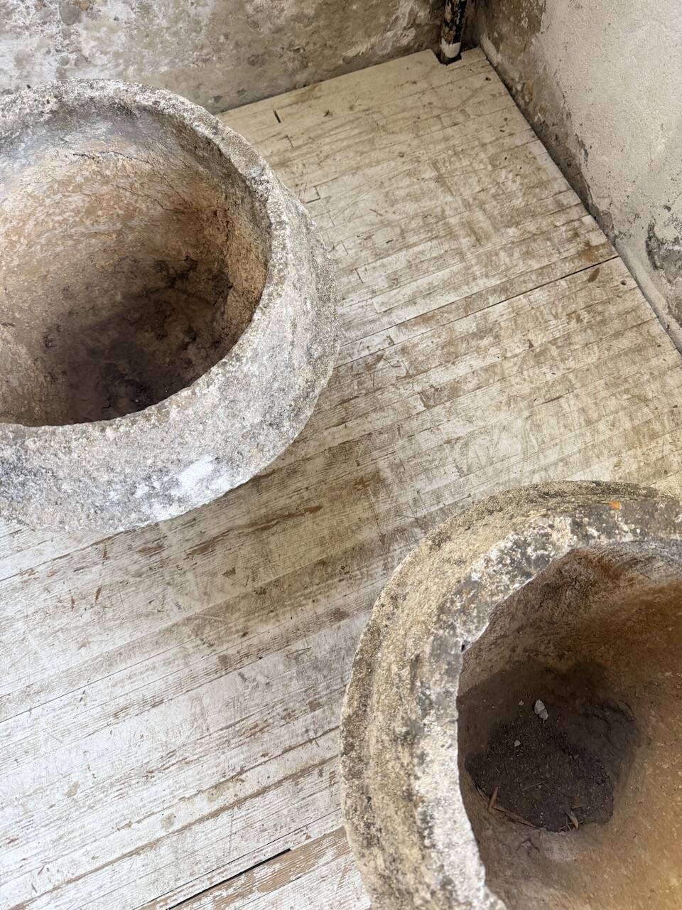 Trio of stone and cement planters, early 1900s