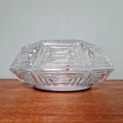 Vintage textured glass ceiling light, geometric patterns, Wila, 1970.