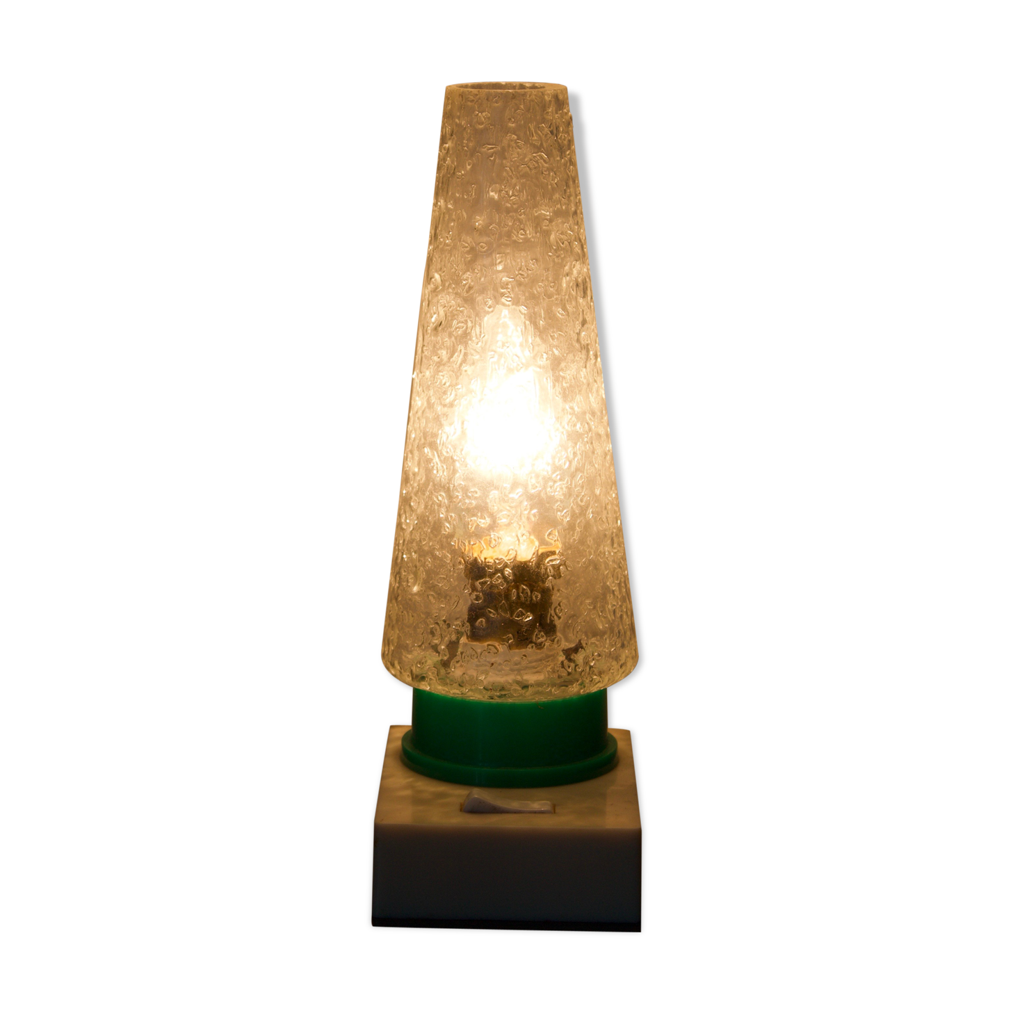 Lampe vintage, lampe veilleuse, space age en verre bullé