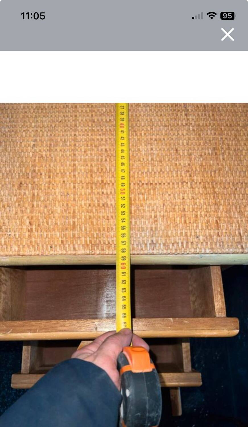 Vintage bamboo rattan woven desk circa 1970