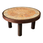 Raymonde Le Duc (born in 1929) – Coffee table in ceramic and wood, Vallauris
