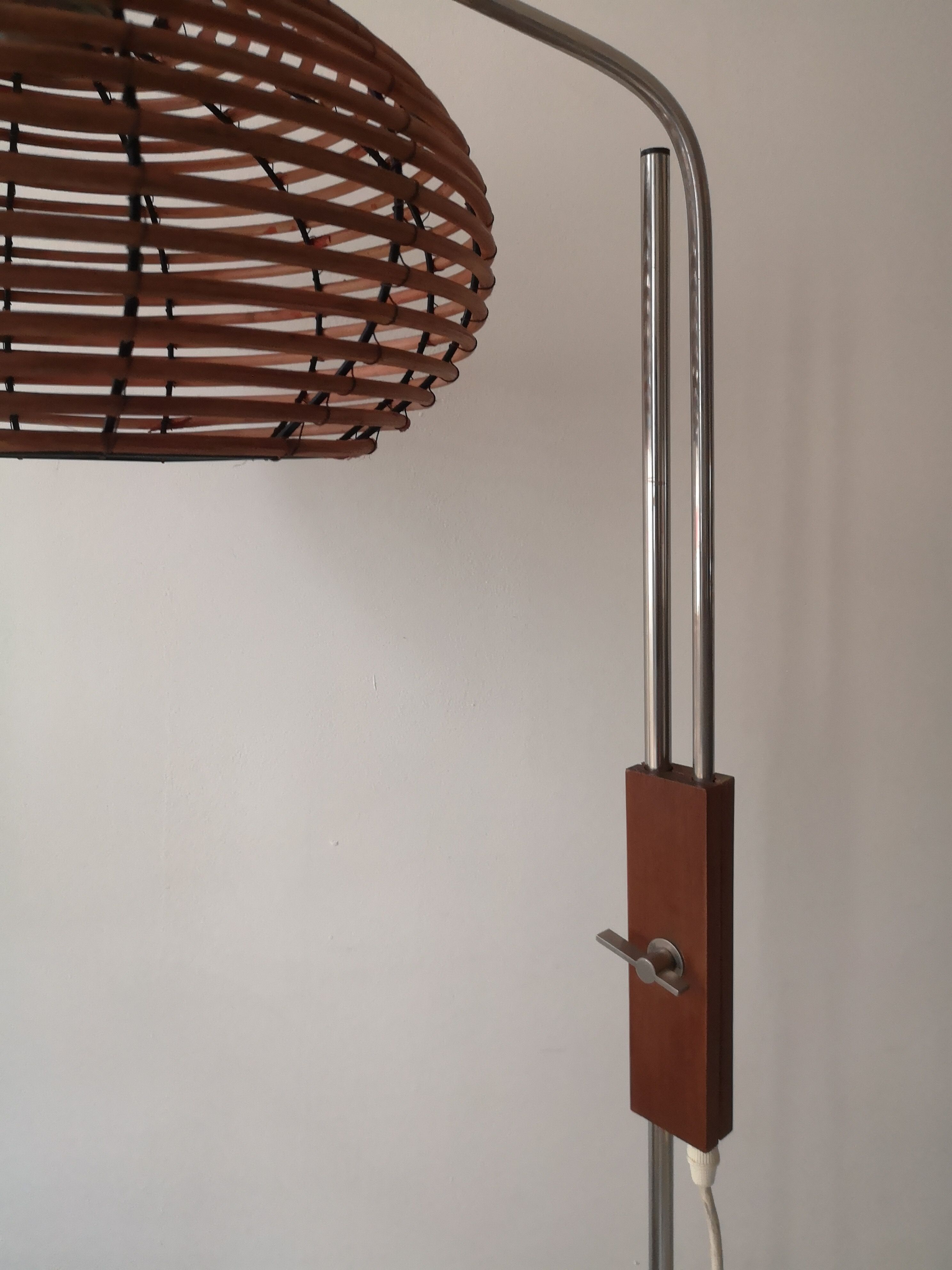 Scandinavian bamboo floor lamp, design 50s