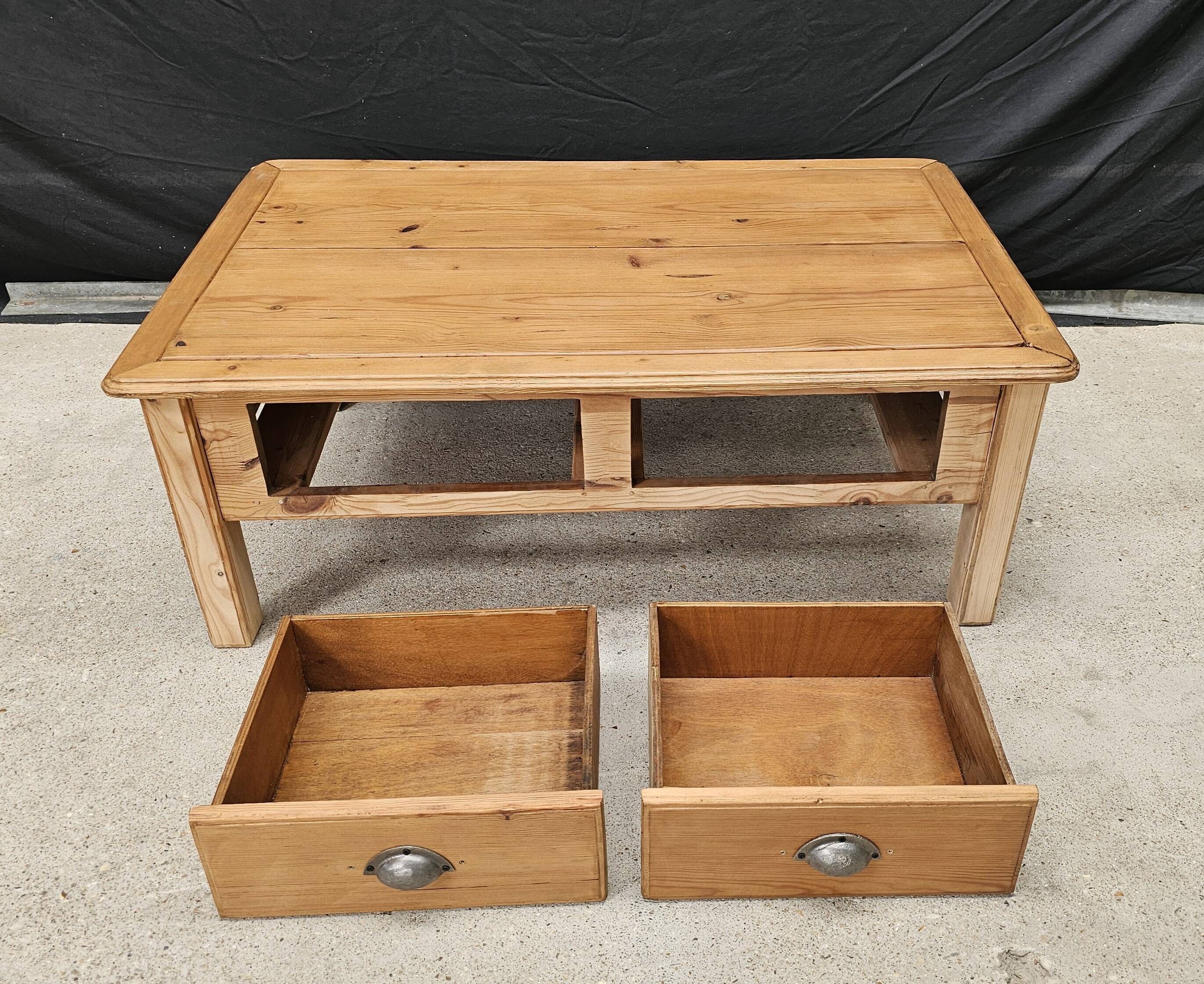 Scandinavian pine 4-drawer coffee table