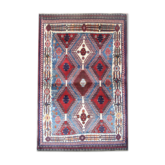 Tapis laine bleu rouge - 110x155cm