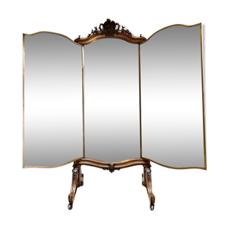 Triptych mirror of brot walnut period napoleon iii xix th century