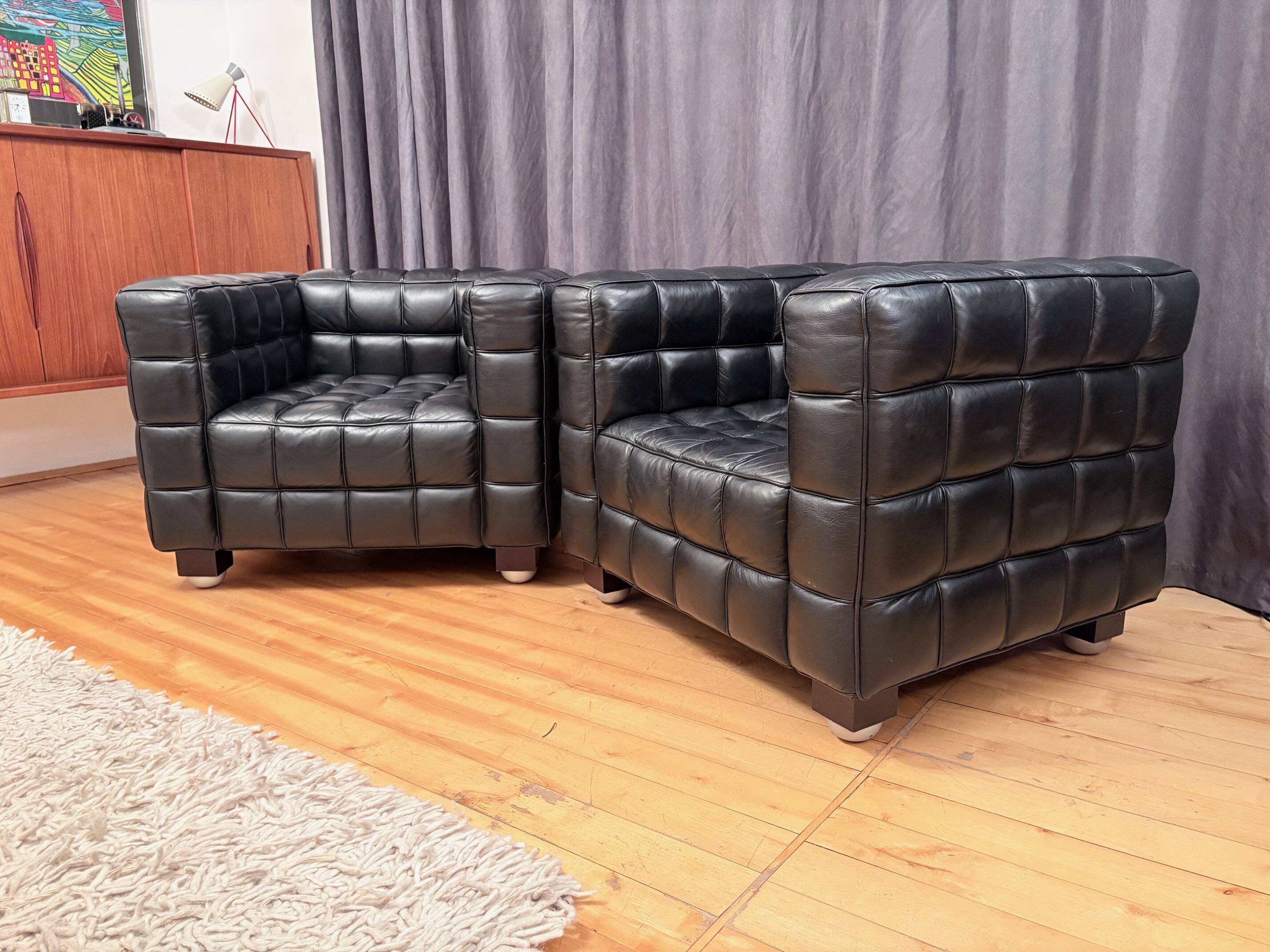 Paire de fauteuils Kubus 8020, conçus par Josef Hoffmann, Wittmann, Autriche