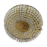 Vintage brass ceiling light/suspension with crystal.