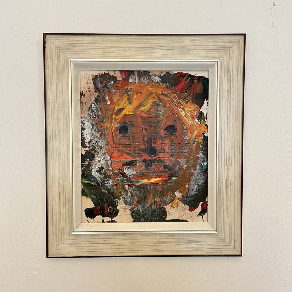 Modern Multicolored Painting, 2022, Acrylic on Wood, Framed