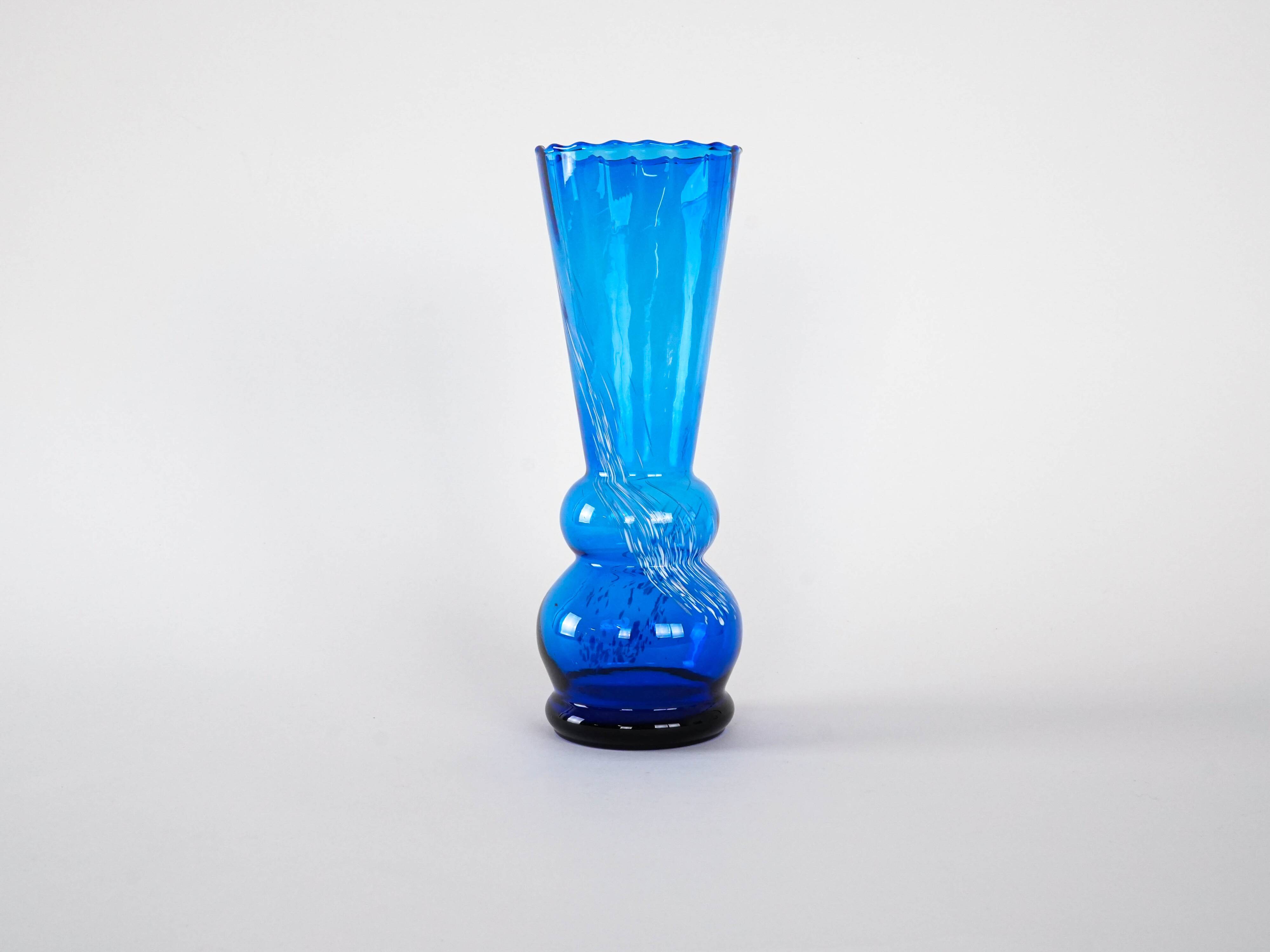 Blue glass vase, Danish design, 1960s, made in Denmark