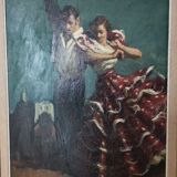 Painting on canvas, couple dancer flamenco