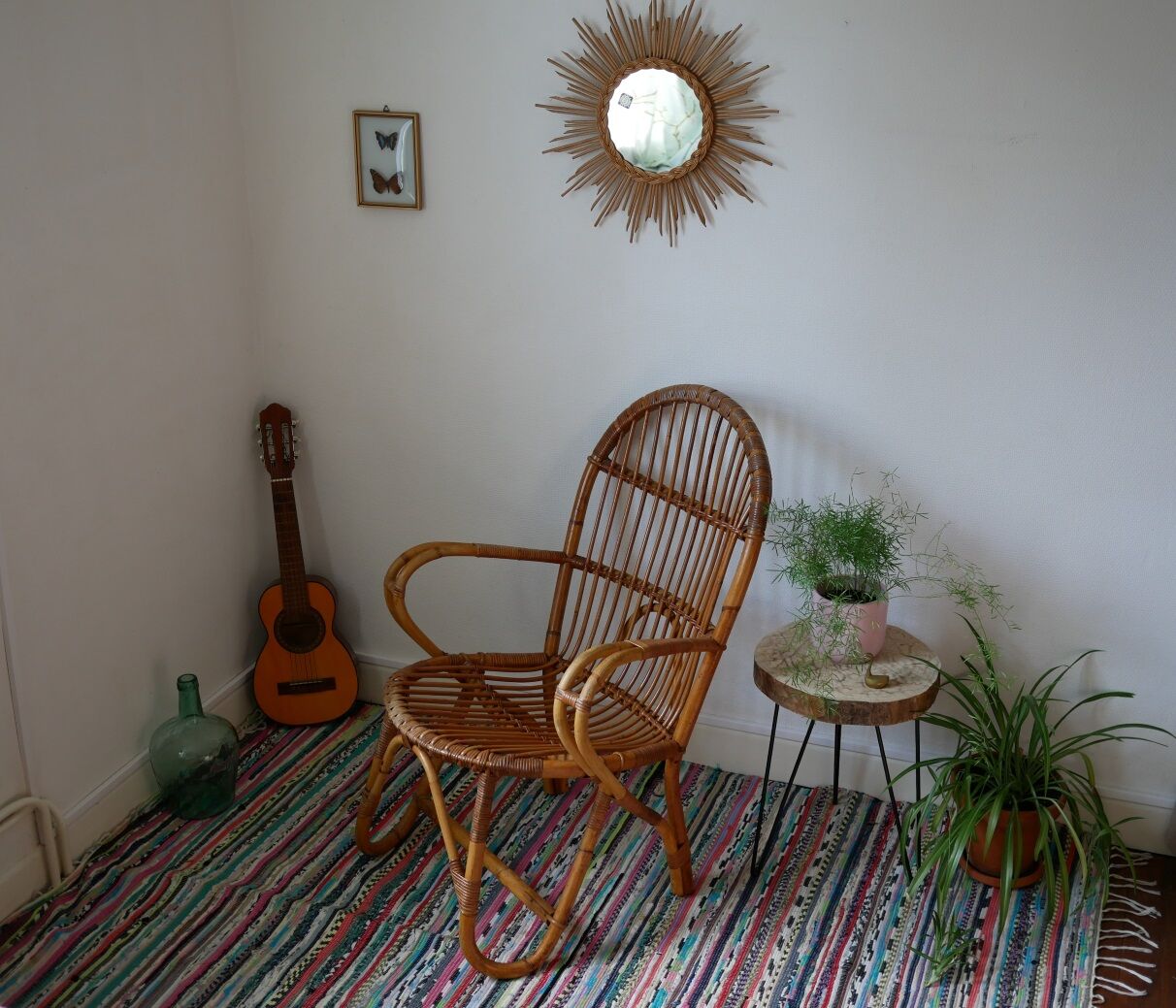 Armchair in rattan of the 1960s