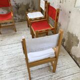 Set of 4 80s colored pine chairs