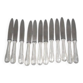 Boulenger Rambouillet 12 dessert, cheese, and fruit knives in silver-plated metal.