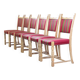 Lot of 6 Vintage Danish Brutalist Oak Dining Chairs, Henning Kjærnulf Style, 1960s