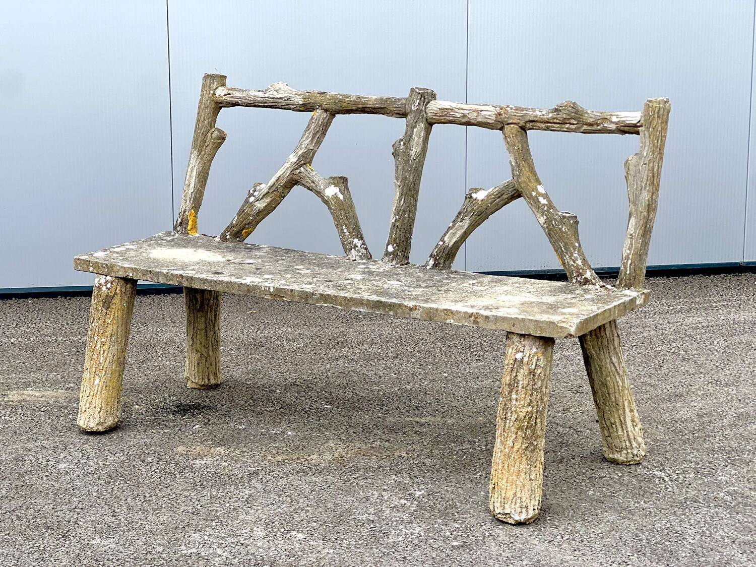 Faux wood concrete garden bench