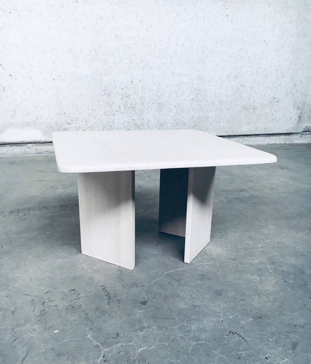 Vintage Italian Postmodern Square Granite Stone Side Table, 1970s