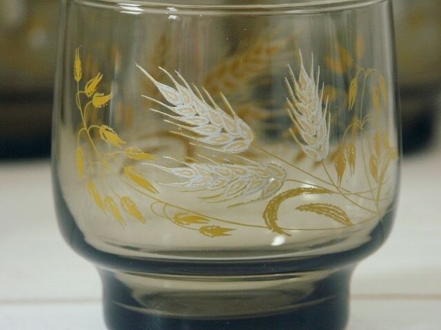 Lot 8 glasses smoked ears of Luminarc wheat 70s