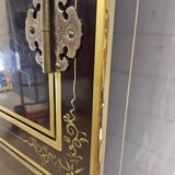 Vintage red / gold Chinese lacquer cabinet with flowers and birds