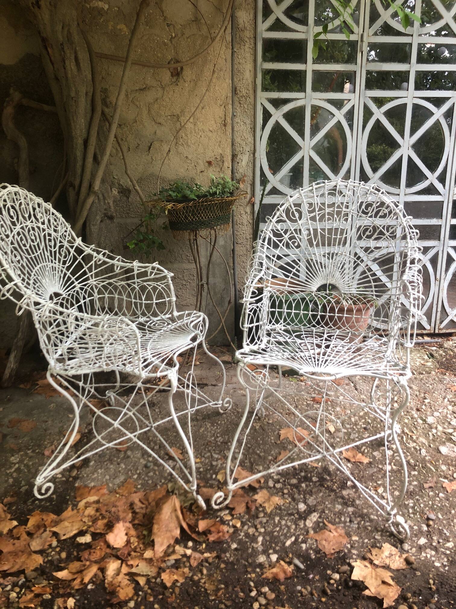 Pair of English garden armchairs