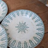 Set of 6 old flat plates, Annam model, opaque porcelain from Gien Terre de Fer