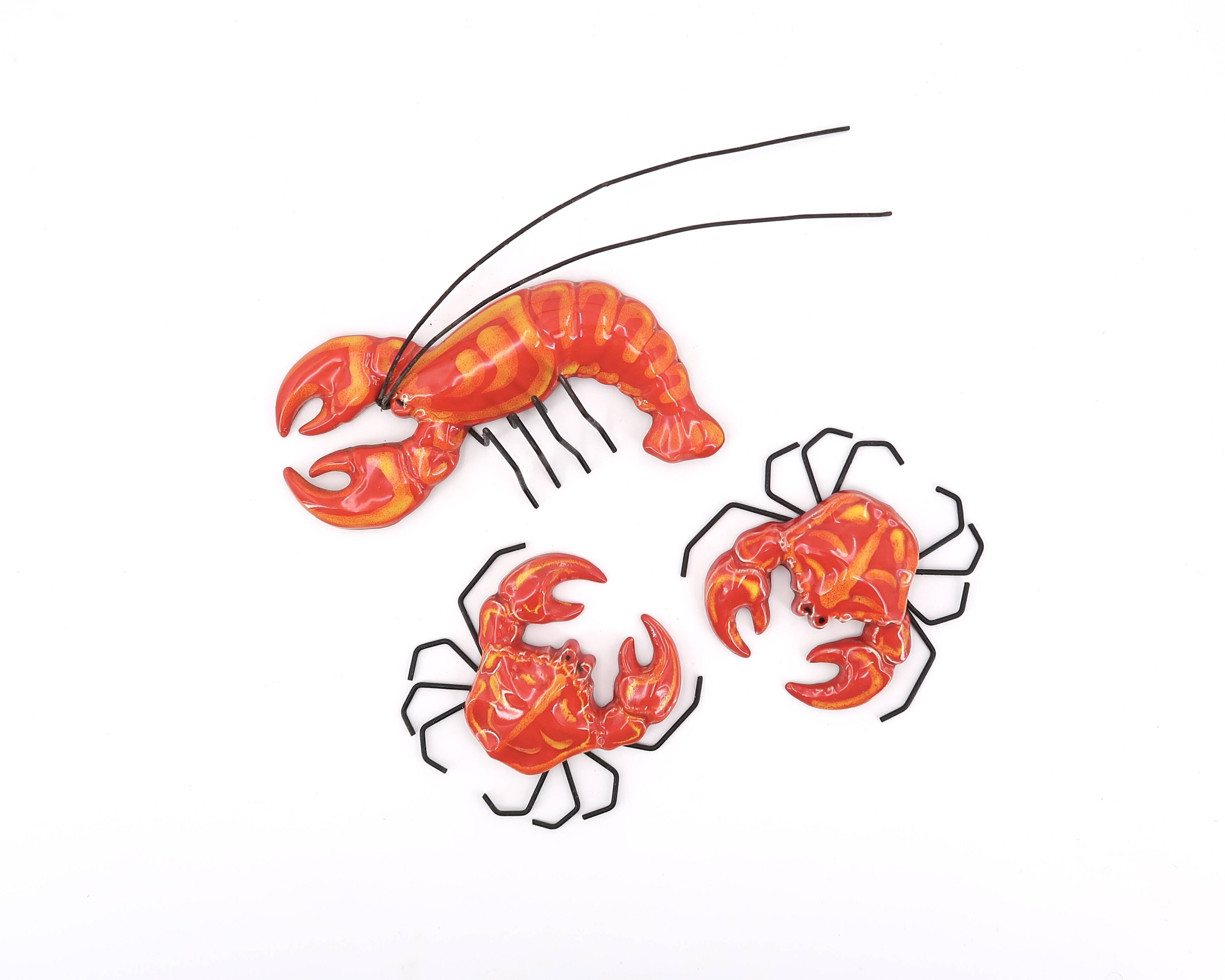 Ceramic wall lobster and crabs, Vallauris 1950s