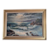 Large old oil painting on canvas depicting a seaside.