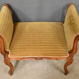 Small Louis XV Style Bench with Armrests in Blond Mahogany – 1920