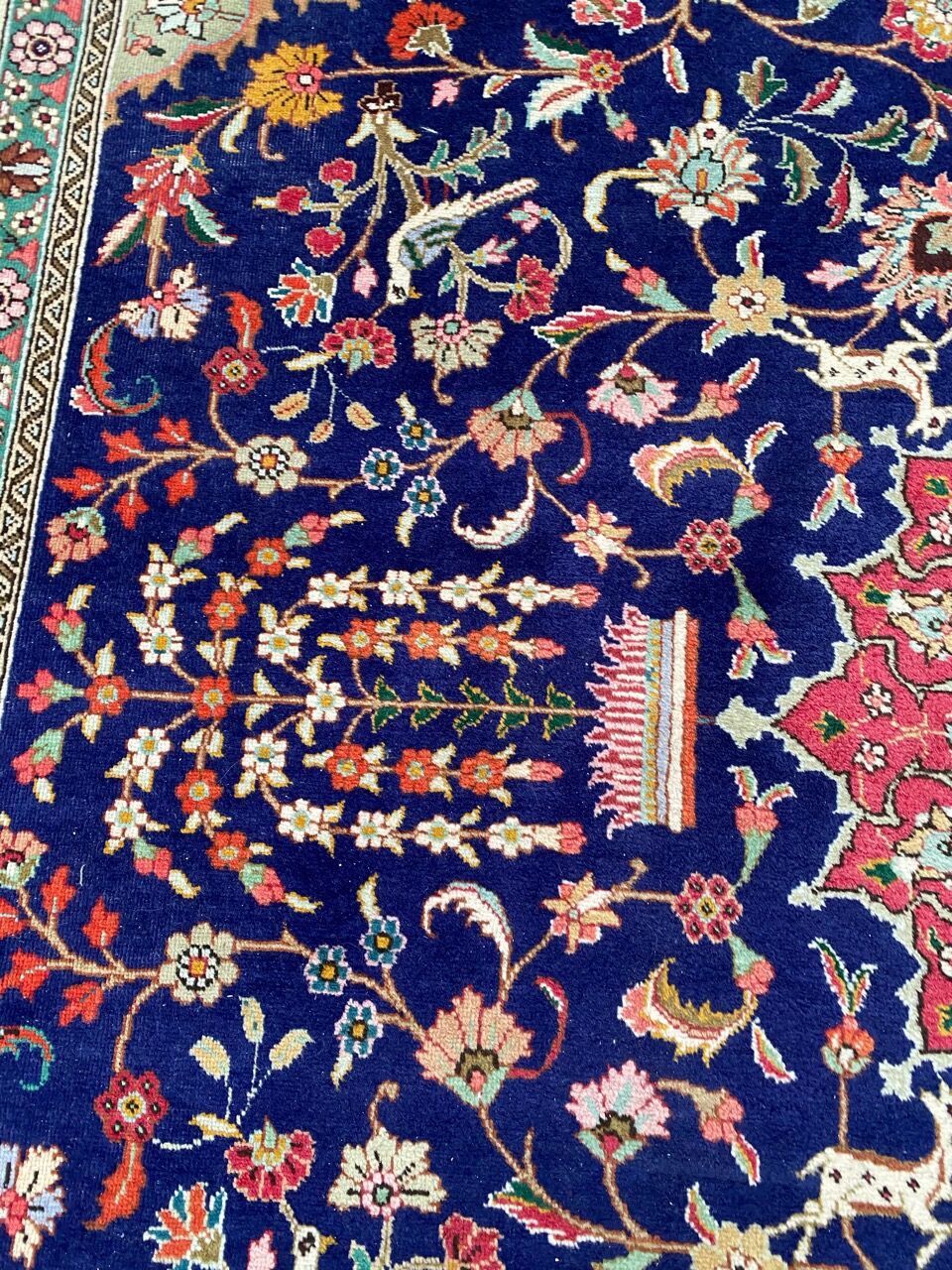 Large handmade Persian vintage Tabriz rug 300x395 cm