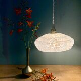 Vintage white Clichy glass lampshade pendant light