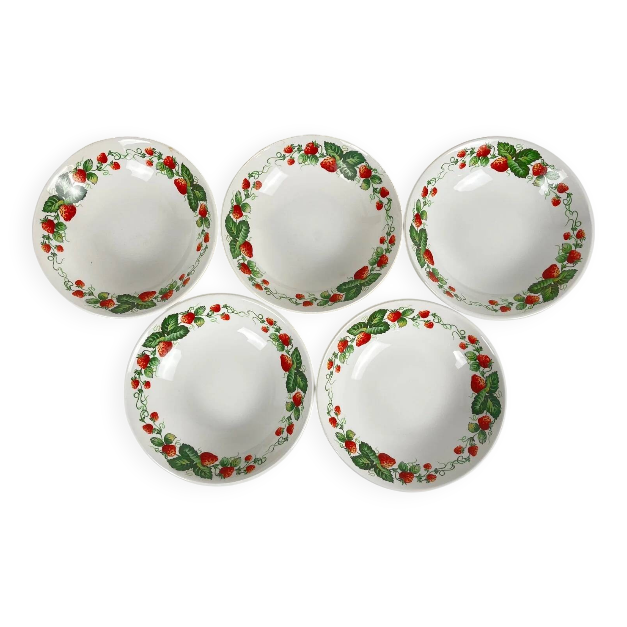 5 "Strawberry" ceramic bowls/dishes