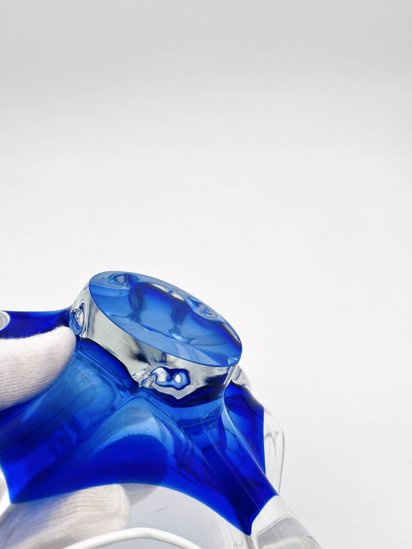 Cup Josef Hospodka Chribska Cristal Bleu Cobalt White Trim 24cm