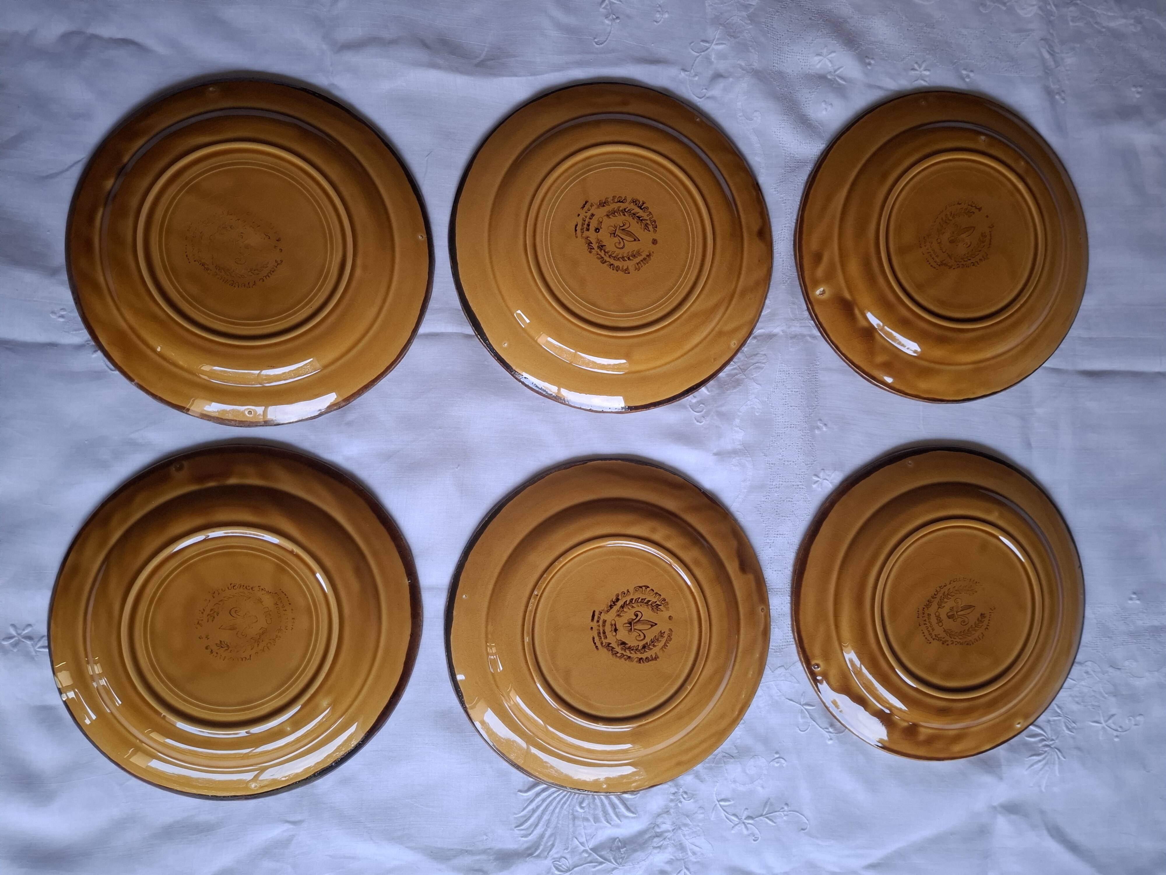 6 ochre earthenware plates from Haute Provence