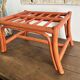 Vintage bamboo and curved rattan luggage rack