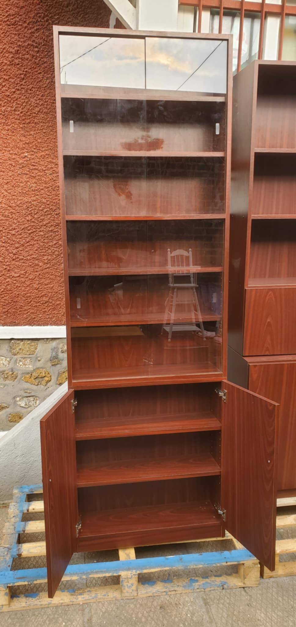 Beautiful 2-part Scandinavian-style piece of furniture with glass section, 1970s