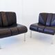 Girsberger Eurochair set of 2 black leather lounge chairs