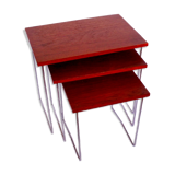 Set of teak and chrome nesting tables by Brabantia