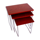 Ensemble de tables gigogne en teck et chrome par Brabantia