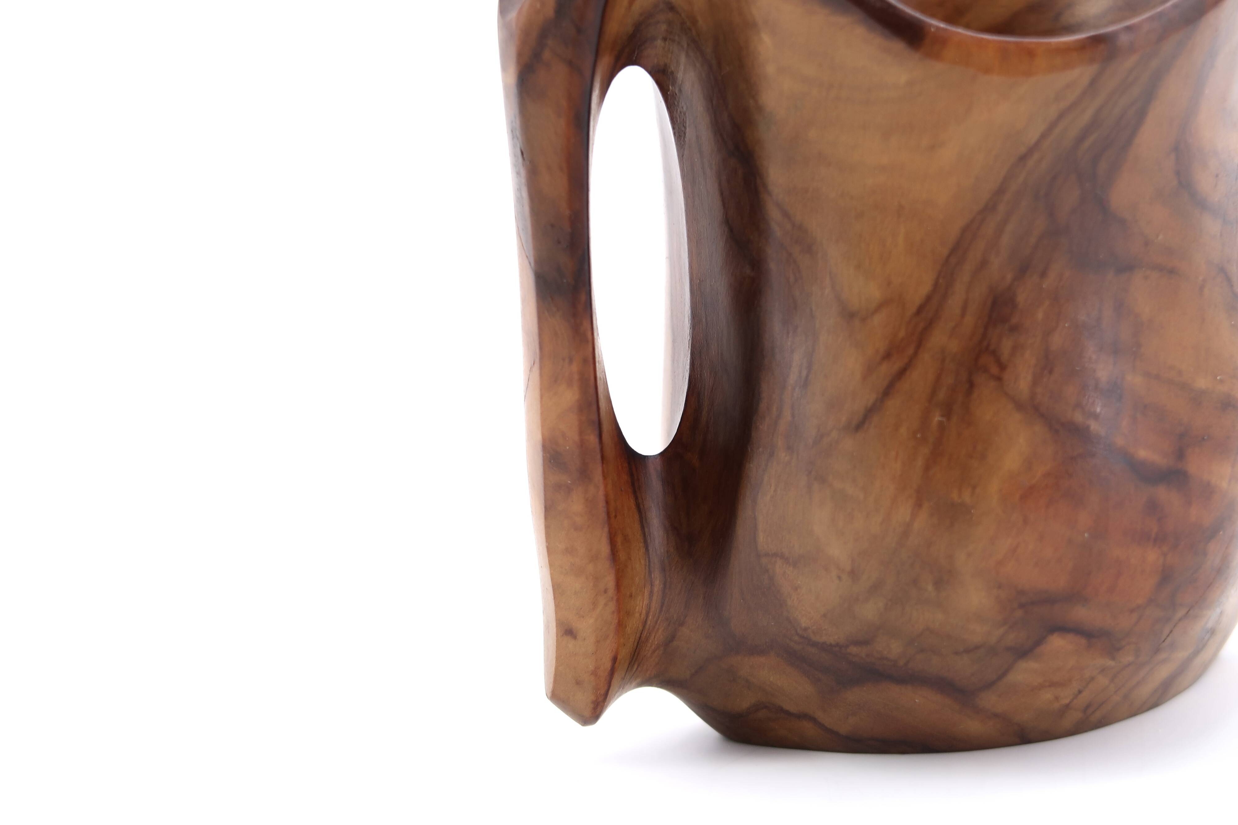 Decorative wooden pitcher signed Falcon Spain, 60s