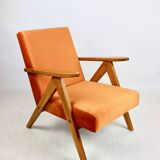 Vintage armchair VAR B-310 orange velvet fabric - 2 pieces available