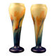 Pair of Art Deco vases in multi-layered glass with an abstract, colorful marbled effect