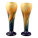 Pair of Art Deco vases in multi-layered glass with an abstract, colorful marbled effect